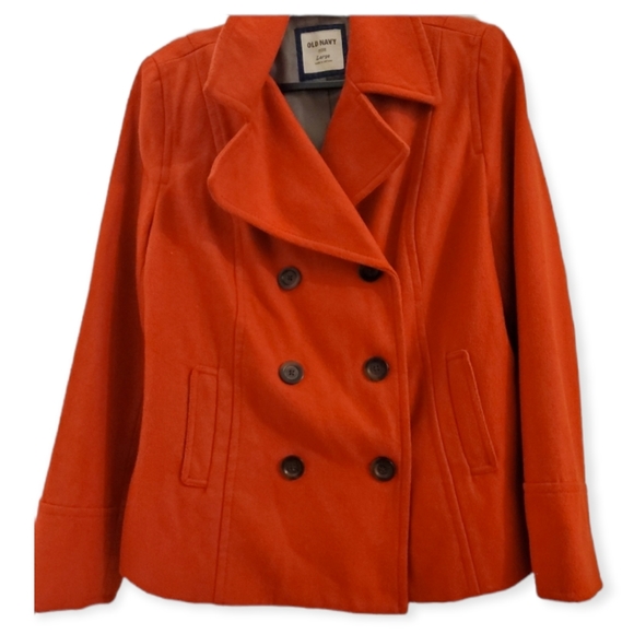 Old Navy Polyester/Wool Coat Orange Size L - Picture 1 of 6